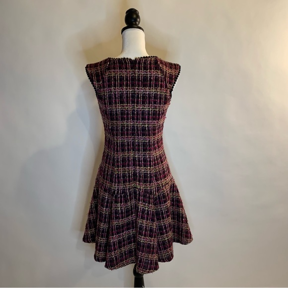 Nanette by Nanette Lepore Drop Waist Magenta Knee Tweed Length Dress Size 2 - Picture 5 of 13